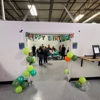 Decorated birthday party room at Arena 5/9